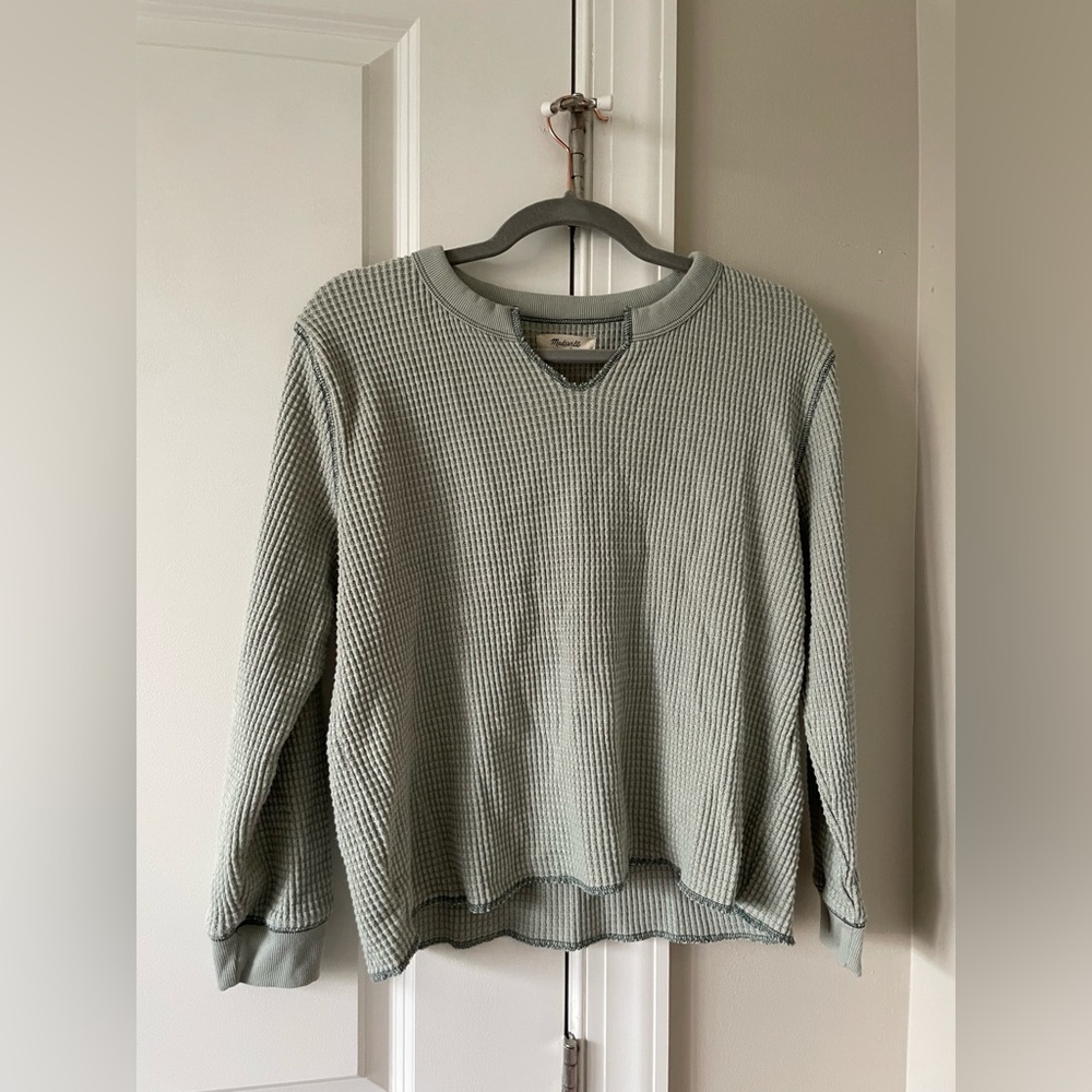 Green Waffleknit Madewell Top